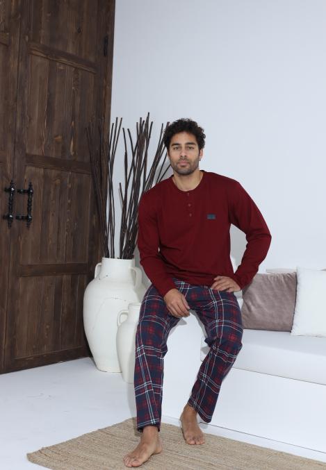 Pijama Barbati ,Maneca si Pantaloni Lungi,Culoare Bordo ,Engros